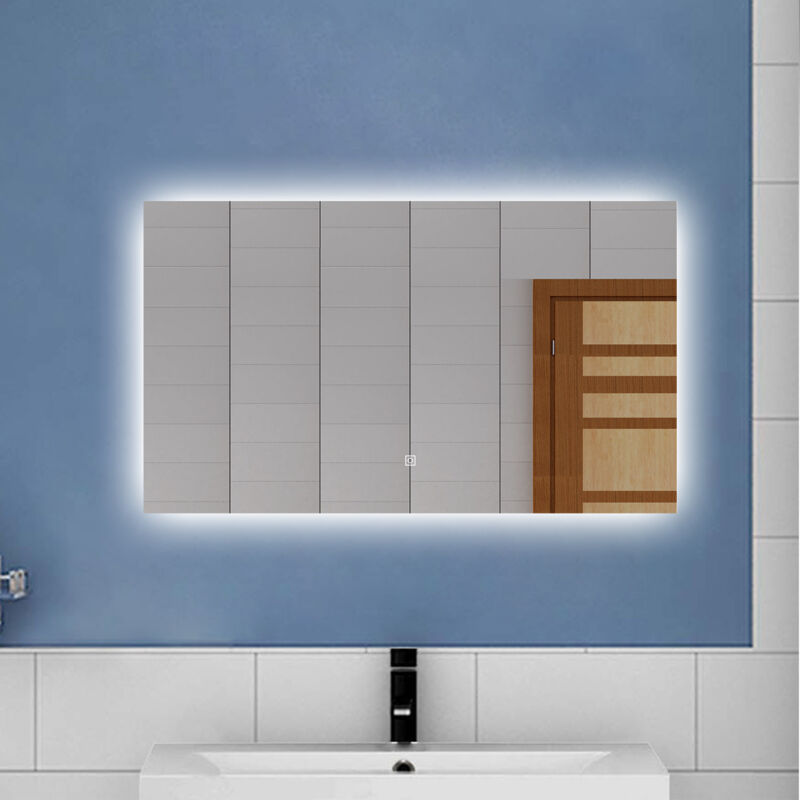 foto del prodotto aica 80 x 60cm specchio da bagno con led,rettangolare,touch,memoria,dimmerabile,retroilluminato