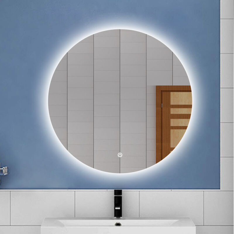 foto del prodotto aica 80 x 80cm specchio da bagno con led,tondo,disappannamento,touch,memoria,dimmerabile,retroilluminato