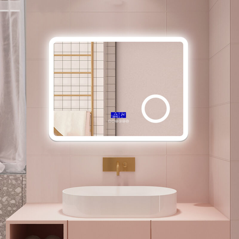 foto del prodotto aica italy aica 80 x 60 cm specchio da bagno con led,rettangolo,disappannamento,touch,memoria,dimmerabile,retroilluminato,tre
