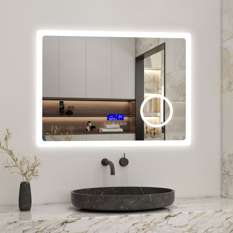 foto del prodotto aica italy aica 80 x 60 cm specchio da bagno con led,rettangolo,disappannamento,touch,memoria,dimmerabile,retroilluminato,tre
