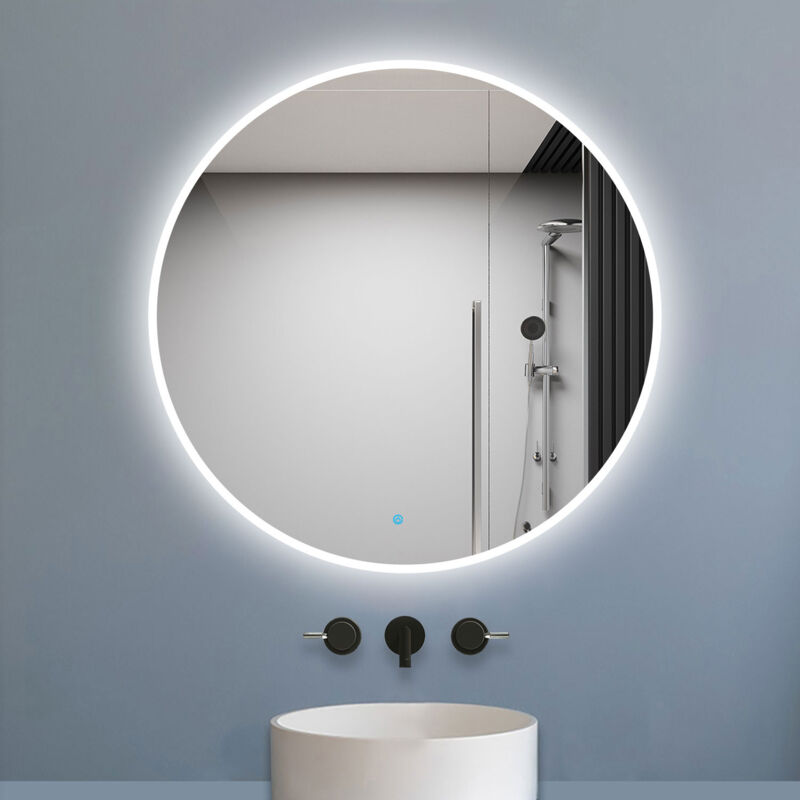 foto del prodotto aica italy aica 90x90cm specchio da bagno rotondo a led, pulsante a sfioramento, antiappannamento, dimmerabile all infinito