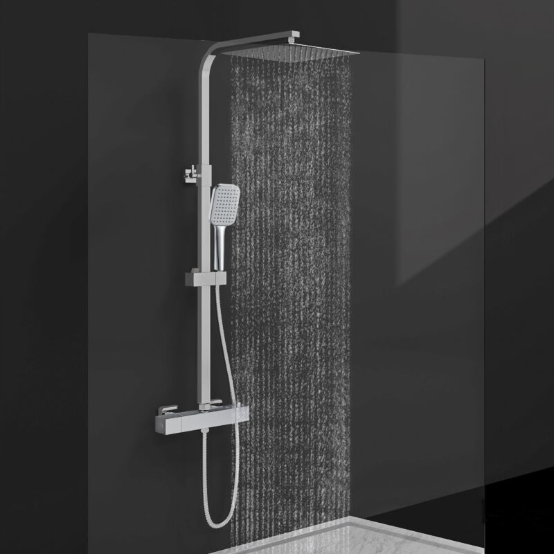 foto del prodotto aica italy aica colonne doccia termostatiche, set doccia con soffione quadrato 25x25cm in acciaio inox e rubinetto termostatico 280x40mm, sistema