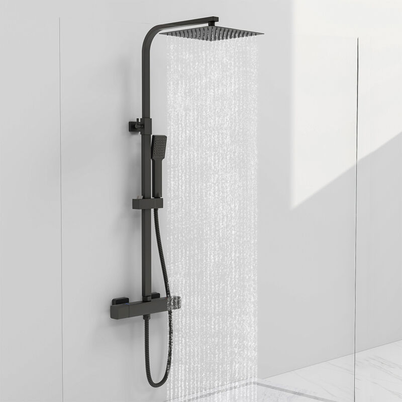 foto del prodotto aica italy aica colonne doccia termostatiche, set doccia con soffione quadrato 25x25cm in acciaio inox e rubinetto termostatico 300x45mm, sistema