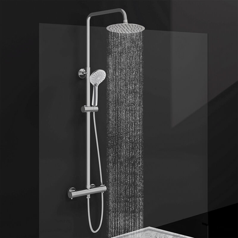 foto del prodotto aica italy aica colonne doccia termostatiche, set doccia con soffione rotondo 25x25cm in acciaio inox e rubinetto termostatico 280x40mm, sistema