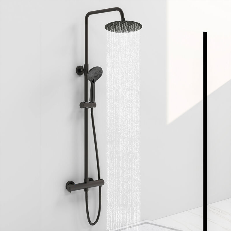 foto del prodotto aica italy aica colonne doccia termostatiche, set doccia con soffione rotondo 25x25cm in acciaio inox e rubinetto termostatico 300x45mm, sistema
