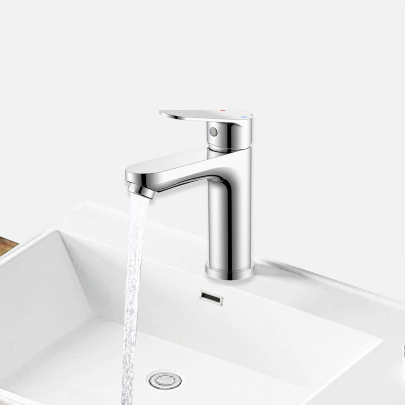 foto del prodotto aica italy aica rubinetto miscelatore per lavabo bagno in lega di zinco, cromato, rubinetto lavabo monocomando con regolazione fredda e calda