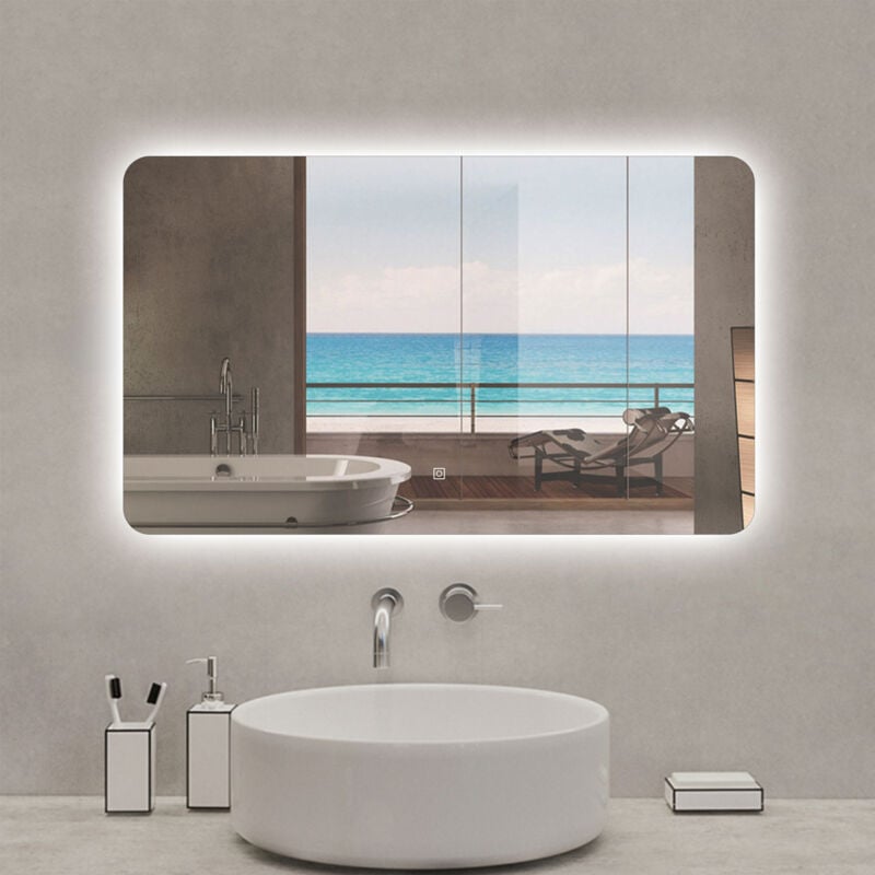 foto del prodotto aica italy aica specchio da bagno a led, 100x60cm, infinitamente dimmerabile, funzione memoria, estetica elegante