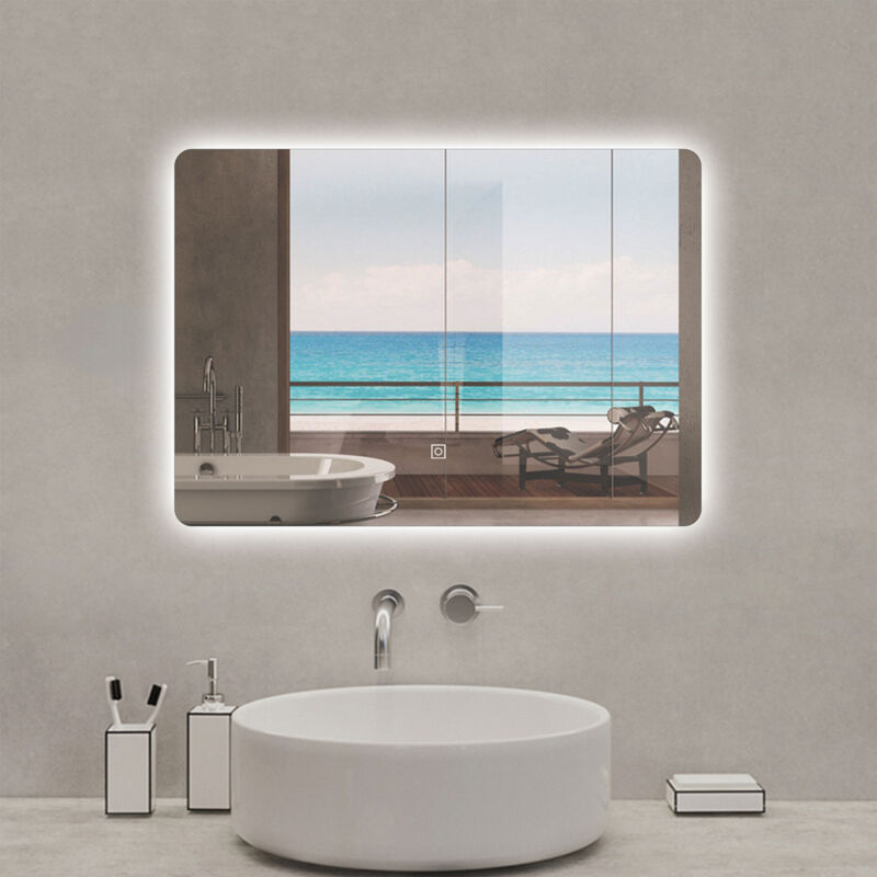 foto del prodotto aica italy aica specchio da bagno a led, 90x60cm, infinitamente dimmerabile, funzione memoria, estetica elegante