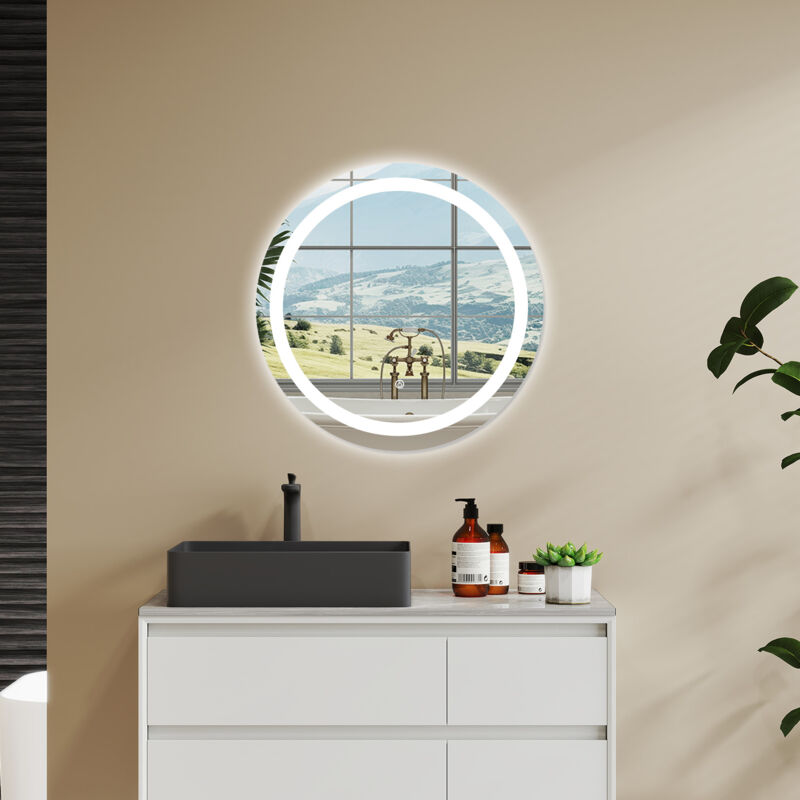 foto del prodotto aica italy aica specchio da bagno rotondo con led 60 x 60 cm, antiappannamento, interruttore a sfioramento