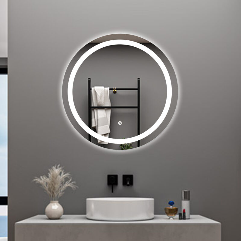 foto del prodotto aica italy aica specchio da bagno rotondo con led 60 x 60 cm, antiappannamento, interruttore a sfioramento