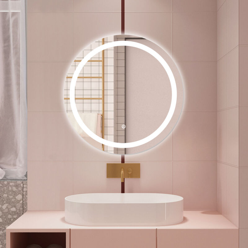 foto del prodotto aica italy aica specchio da bagno rotondo con led 60 x 60 cm, antiappannamento, interruttore a sfioramento