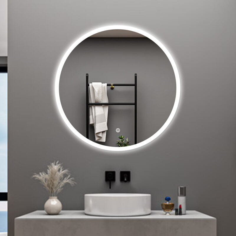 foto del prodotto aica italy aica specchio da bagno rotondo con led 70 x 70 cm, antiappannamento, interruttore a sfioramento