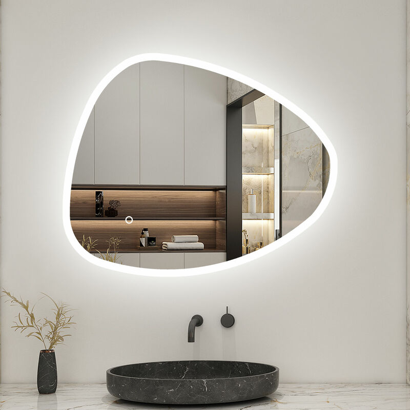 foto del prodotto aica italy aica specchio ovale illuminato a led, specchio da parete da bagno 80 x 100cm, specchio da trucco, anti nebbia, dimmerabile 3000k 6500k,