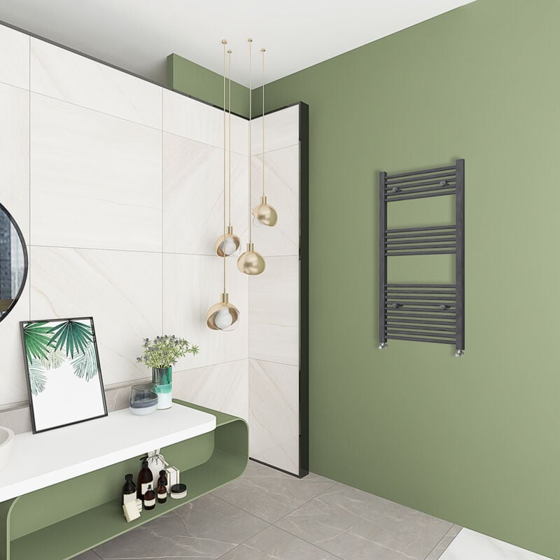 foto del prodotto aica italy aicait riscaldamento idraulico 1200x600mm scaldasalviette ad acqua calda termoarredo radiatore antracitico interasse 55