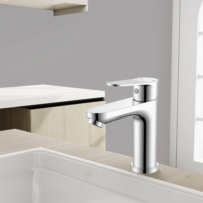 foto del prodotto aica italy aicait rubinetto lavabo bagno, miscelatore lavabo monocomando, rubinetto lavabo acqua fredda e calda