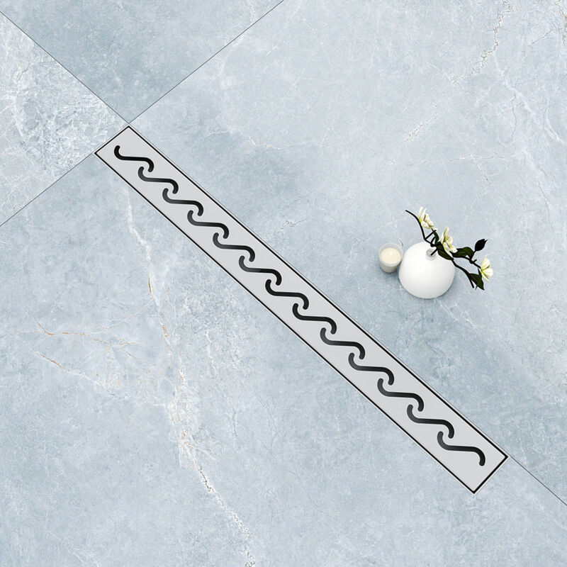 foto del prodotto aica italy canalina di scarico doccia in acciaio inox con griglia a onde 60cm modello elegante