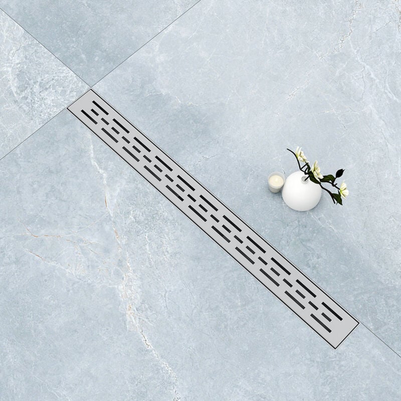 foto del prodotto aica italy canalina di scarico doccia in acciaio inox con griglia a righe 110cm modello classico