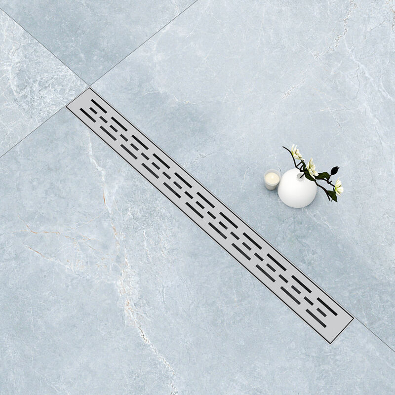 foto del prodotto aica italy canalina di scarico doccia in acciaio inox con griglia a righe 60cm modello classico