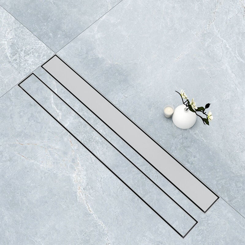 foto del prodotto aica italy canalina doccia a pavimento 90cm con panello piastrellabile in acciaio inox scarico doccia 2 in 1 spazzolato