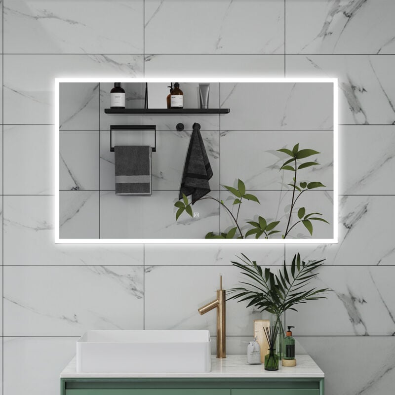 foto del prodotto aica italy led specchio da bagno 100 x 60 cm, luminosit regolabile a 3 colori, antiappannamento, memoria di interruzione di corrente