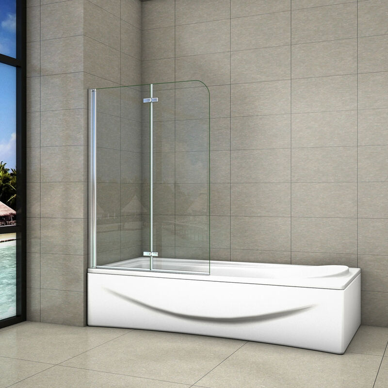 foto del prodotto aica italy parete da vasca bagno sopravasca due ante movibili pieghevoli vetro 6 mm temperato anticalcare 120x140 cm