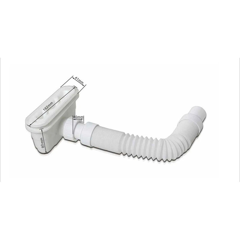 foto del prodotto aica italy sifone pilettone di scarico 162x41x62 mm con uscita orizzontale e tubo regolabile da 300 a 980 mm per piatto doccia aica