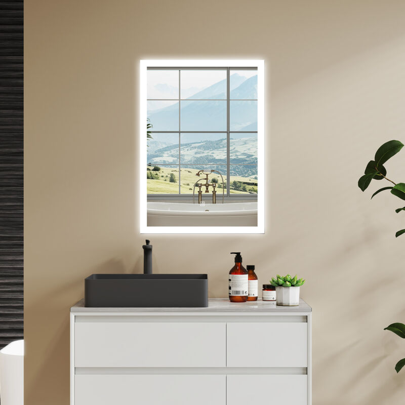 foto del prodotto aica led specchio da bagno 50 x 70 cm, luminosit regolabile a 3 colori, antiappannamento, memoria di interruzione di corrente