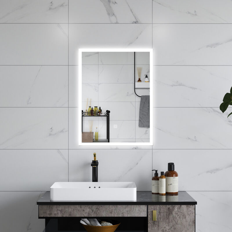 foto del prodotto aica led specchio da bagno 50 x 70 cm, luminosit regolabile a 3 colori, antiappannamento, memoria di interruzione di corrente