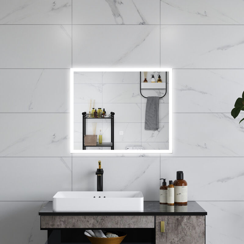 foto del prodotto aica led specchio da bagno 60 x 50 cm, luminosit regolabile a 3 colori, antiappannamento, memoria di interruzione di corrente