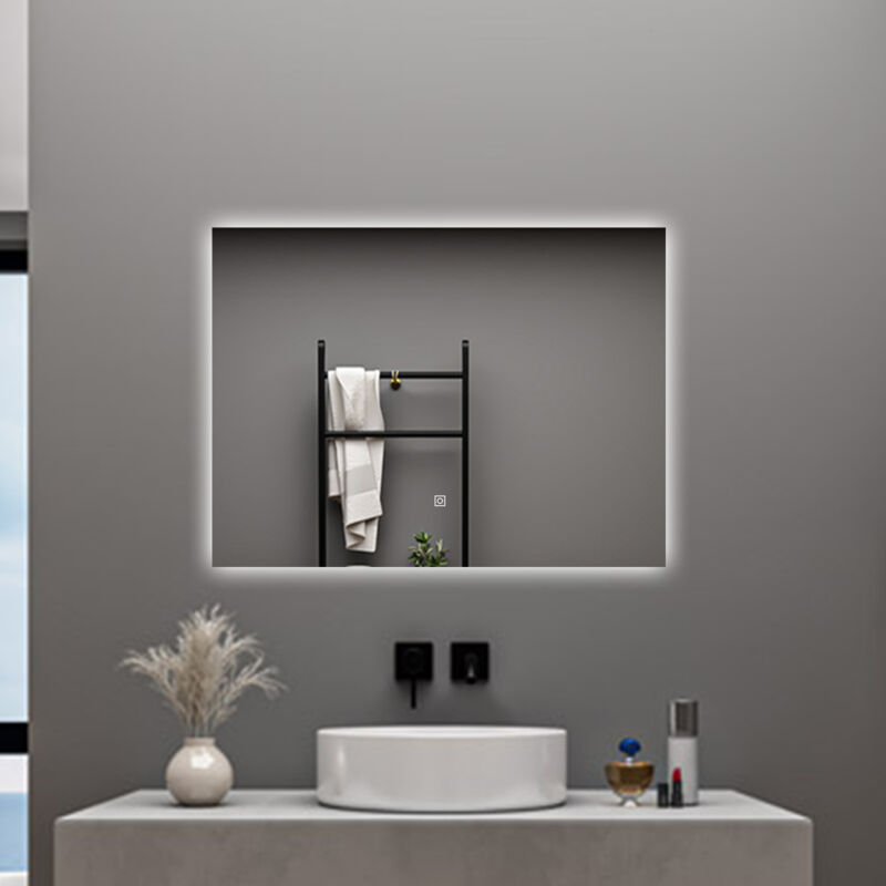 foto del prodotto aica specchio da bagno con led, 100x60cm, disappannamento, funzione memoria, infinitamente dimmerabile