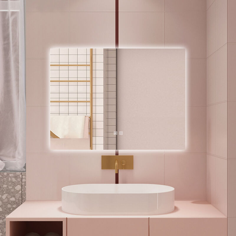 foto del prodotto aica specchio da bagno con led, 80x60cm, antiappannamento, 3 temperature colore, retroilluminato