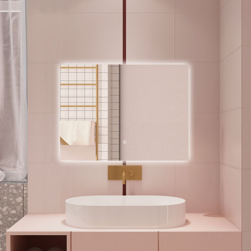 foto del prodotto aica specchio da bagno con led, 80x60cm, disappannamento, funzione memoria, infinitamente dimmerabile