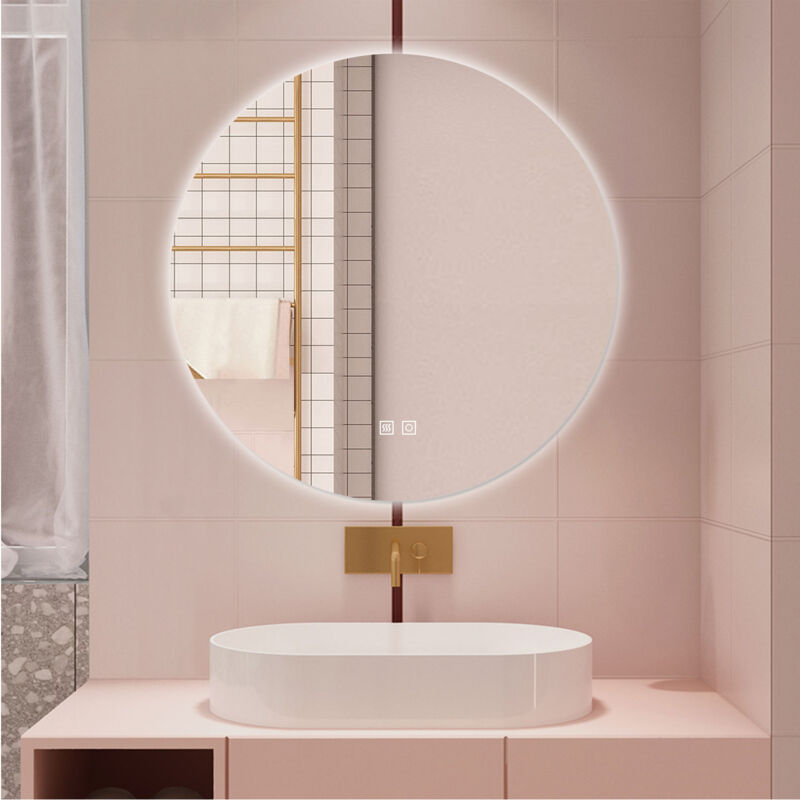 foto del prodotto aica specchio da bagno rotondo da 70cm con led, antiappannamento, 3 temperature colore, retroilluminato