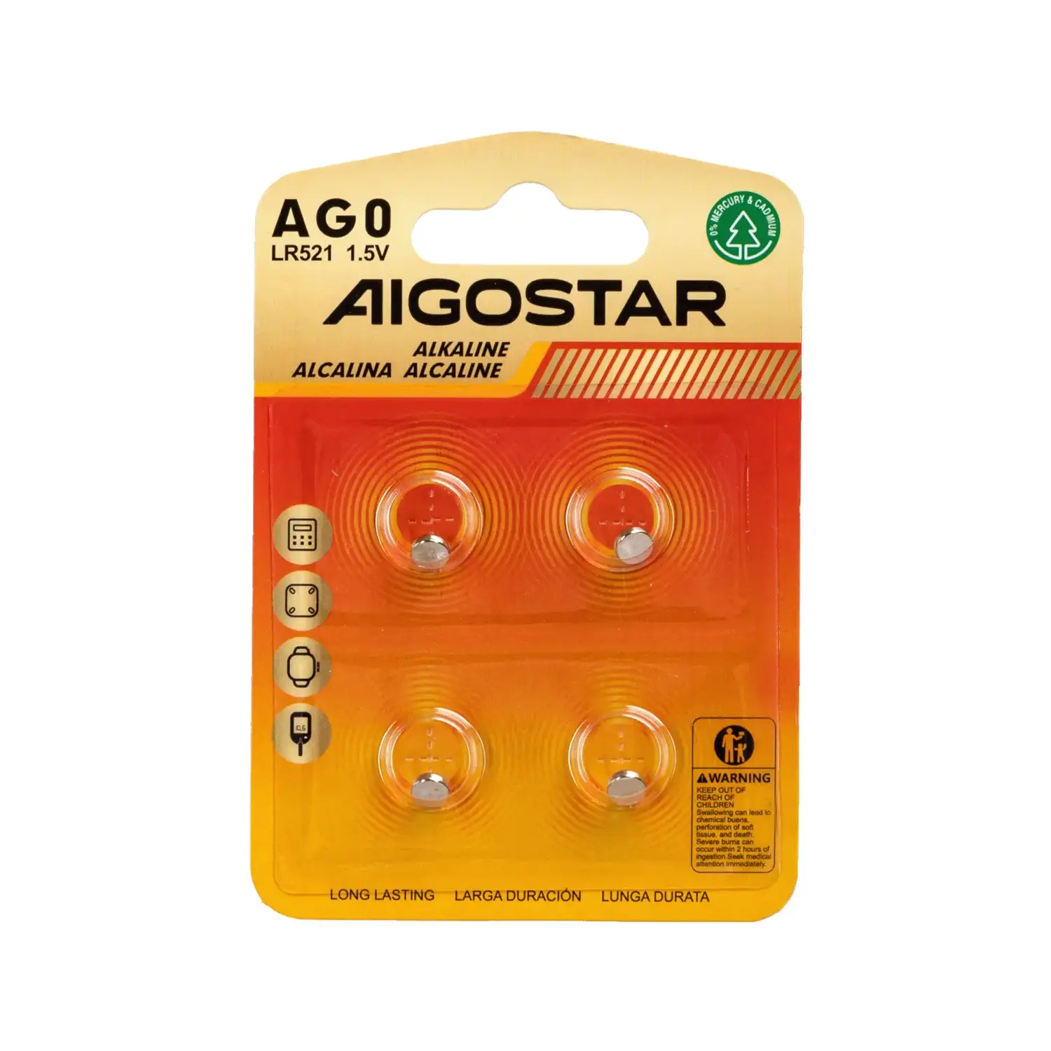 foto del prodotto aigostar 4 x pila batteria a bottone orologio ag0 lr521 379 v379 1,55v