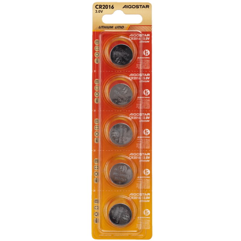 immagine 0 del prodotto aigostar batteria bottone 3v cr2016 litio confezione da 5 pile