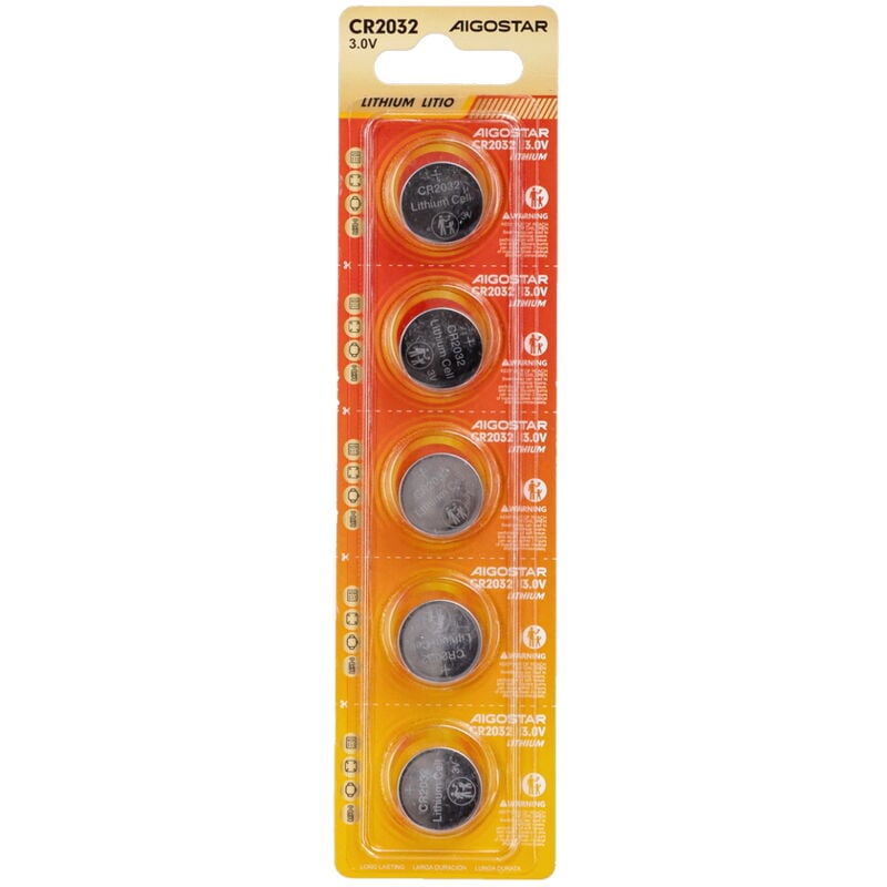 foto del prodotto aigostar batteria bottone 3v cr2032 litio confezione da 5 pile