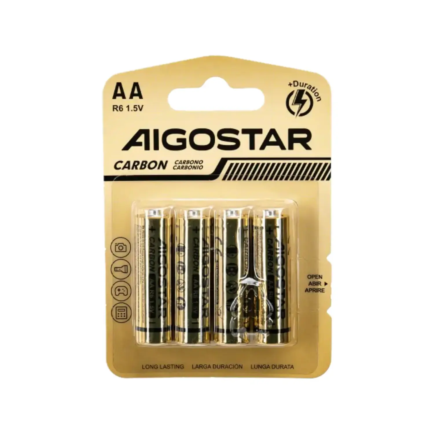 foto del prodotto aigostar batteria zinco carbone r6 1.5v 4pz stilo aa
