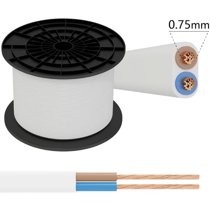 foto del prodotto aigostar cavo elettrico h03vvh2 f 2 x 0,75 mm2 matassa 100mt bianco