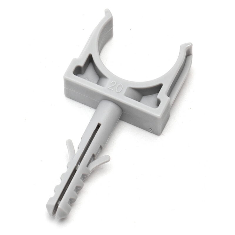 foto del prodotto aigostar clips fissatubo a scatto con tassello per tubo 20mm grigio10pz