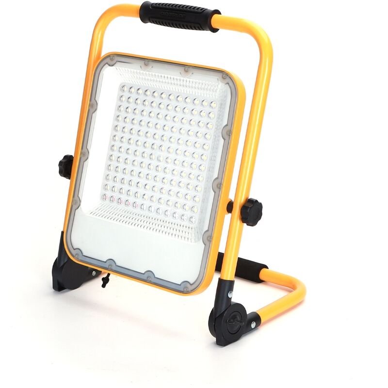 foto del prodotto aigostar faro led da lavoro portatile 100w nero e giallo alimentazione a batteria ip65 bianco freddo 6500k dimmerabile
