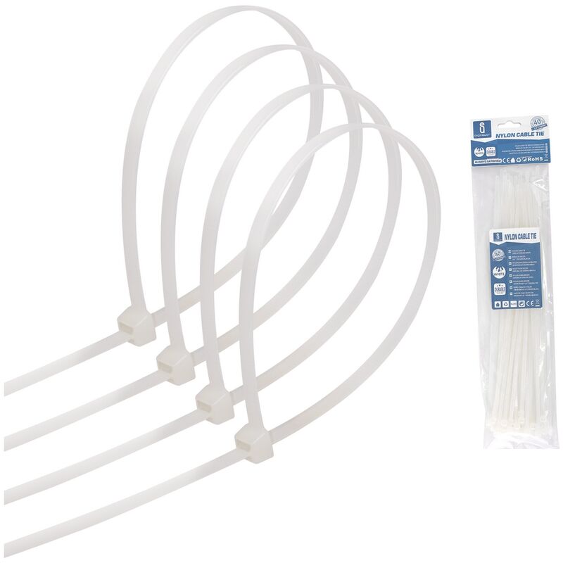foto del prodotto aigostar fascette stringicavo 3,6x250mm bianche confezione 40pz