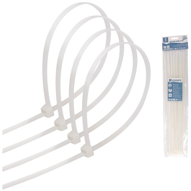 foto del prodotto aigostar fascette stringicavo 4,8x350mm bianche confezione 30pz