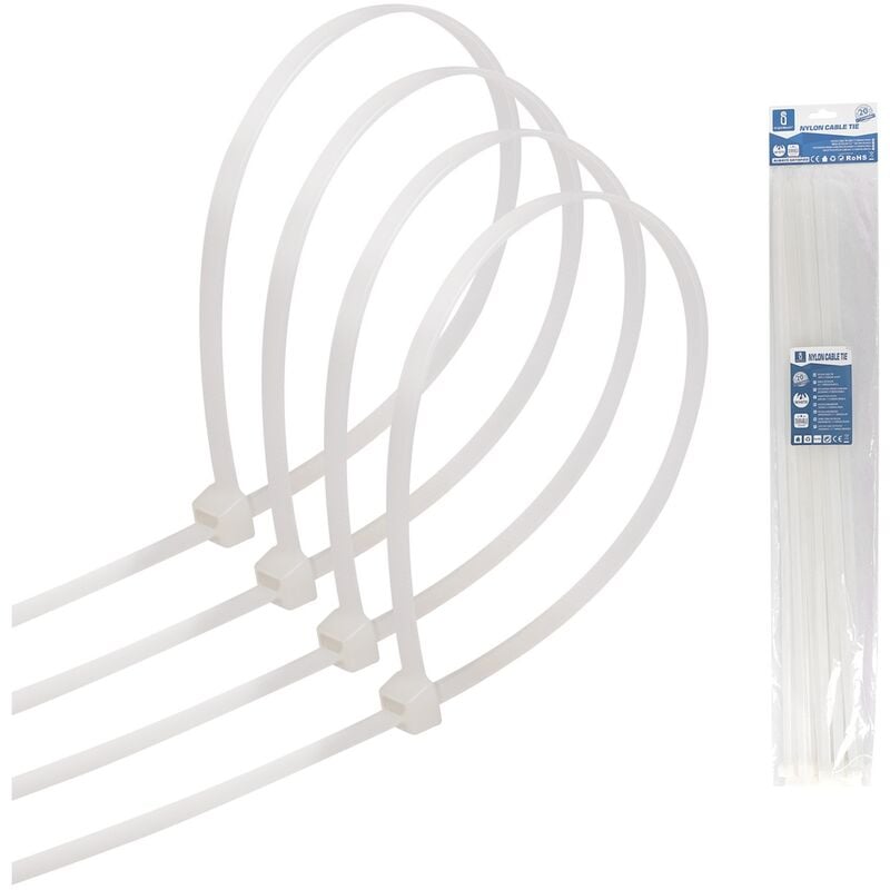 foto del prodotto aigostar fascette stringicavo 7,2x500mm bianche confezione 20pz