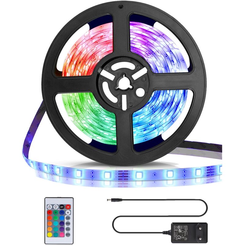 foto del prodotto aigostar kit striscia led 12v 24w smd 5050 3 metri ip65 con telecomando rgb