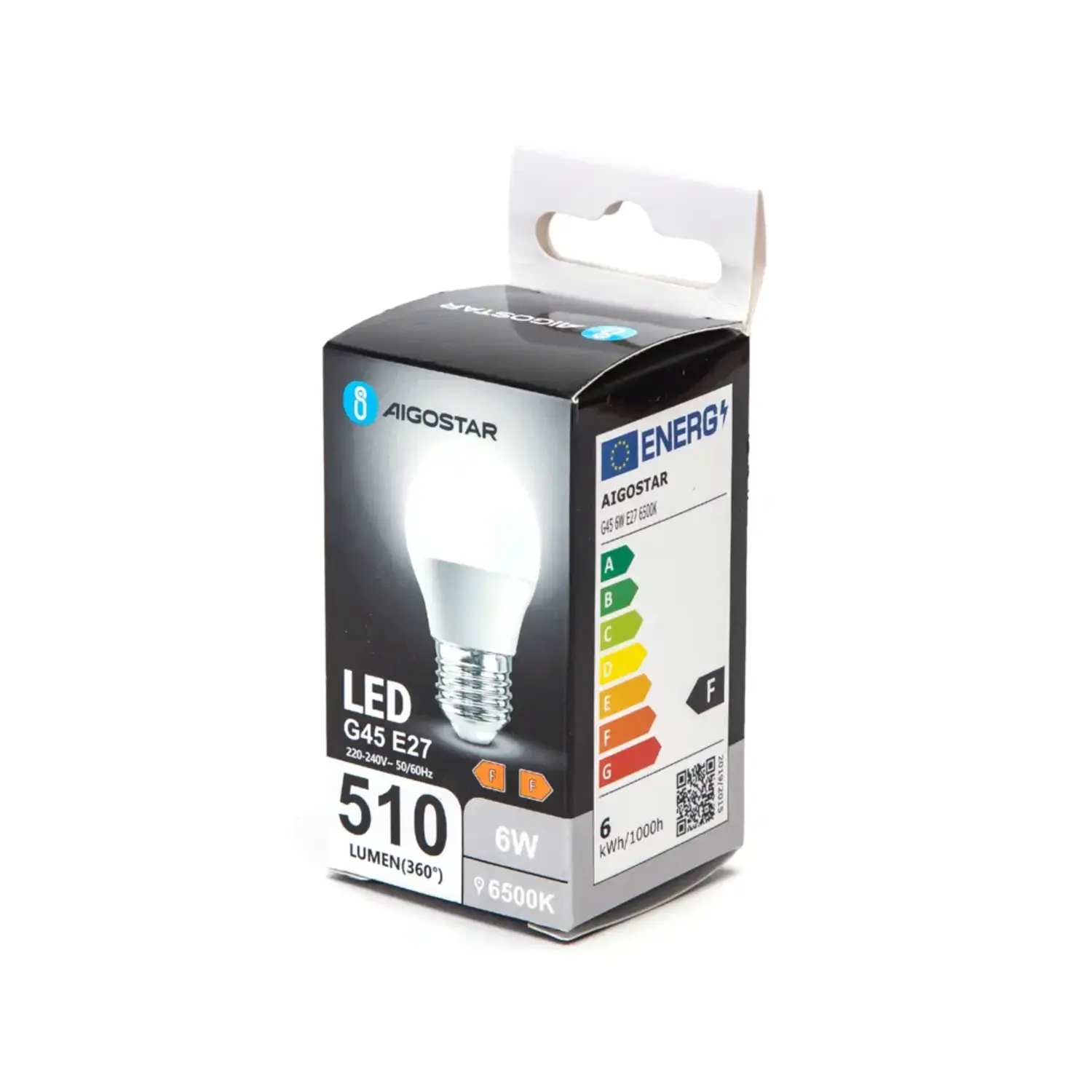 foto del prodotto aigostar lampadina led e27 g45 a sfera 6w bianco freddo 6400k