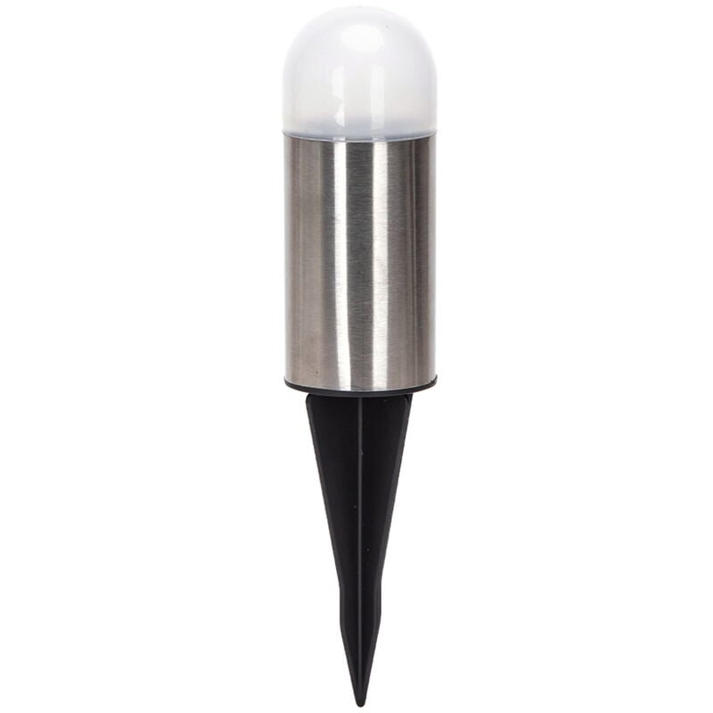 foto del prodotto aigostar lampioncino segnapassi led bullet 0,006w argento in acciaio con pannello solare ip44 bianco freddo 6500k con sensore crepuscolare