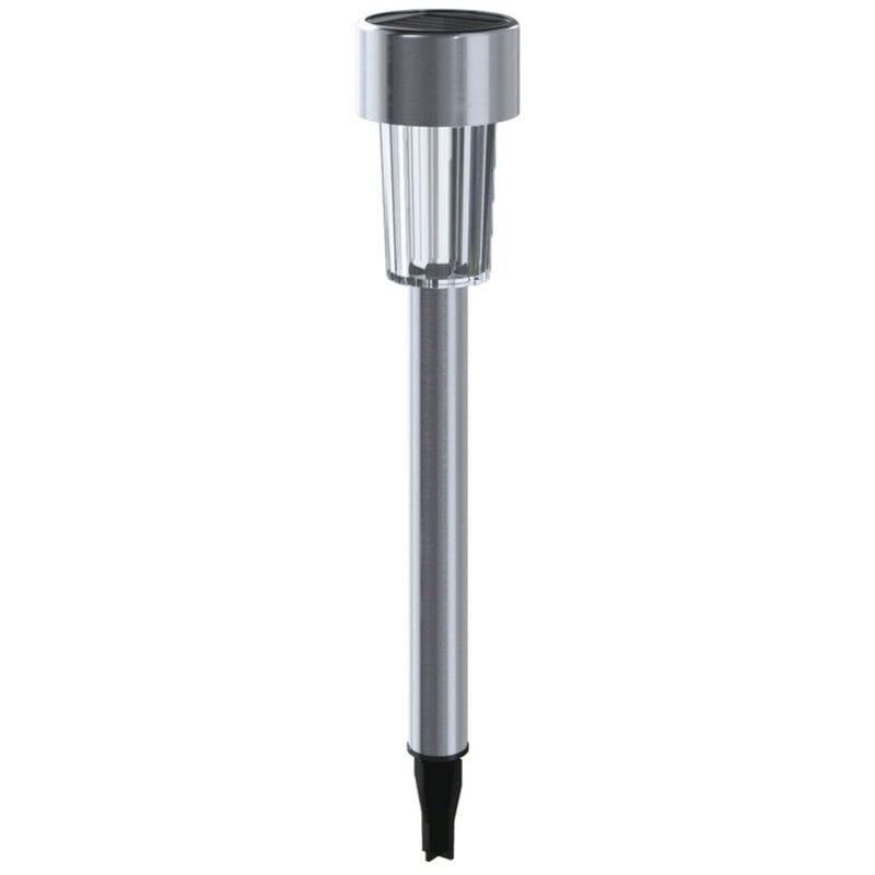 foto del prodotto aigostar lampioncino segnapassi led goblet 0,006w argento in acciaio con pannello solare ip44 bianco freddo 6500k con sensore crepuscolare