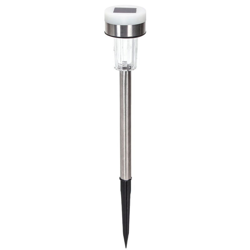 foto del prodotto aigostar lampioncino segnapassi led pot 0,012w argento in acciaio con pannello solare ip44 bianco freddo 6500k con sensore crepuscolare