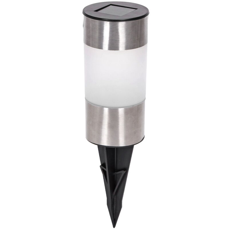 foto del prodotto aigostar lampioncino segnapassi led tin 0,012w argento in acciaio con pannello solare ip44 bianco freddo 6500k con sensore crepuscolare