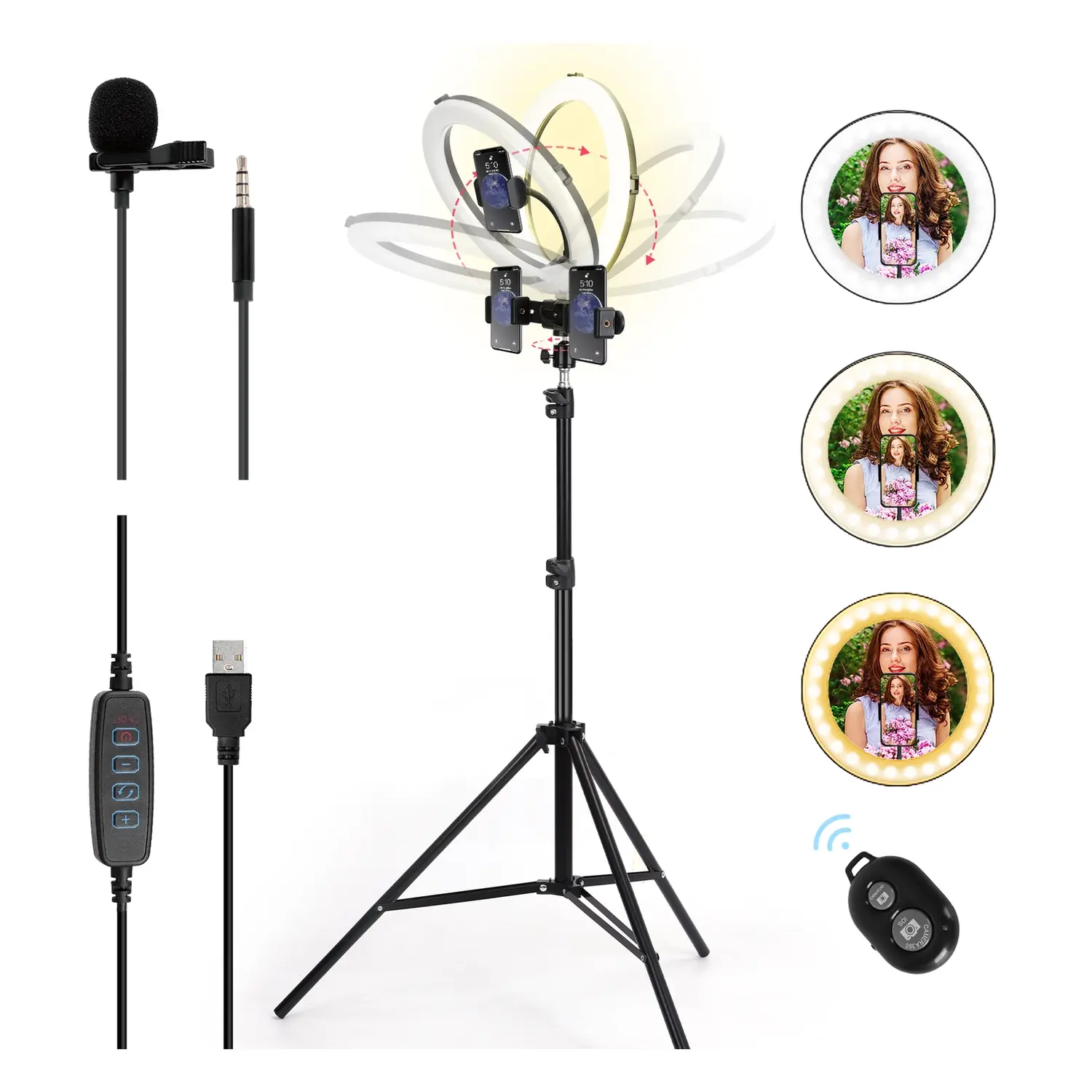foto del prodotto aigostar luce riempimento ring fill light led 10w con cavalletto dimmer e telecomando